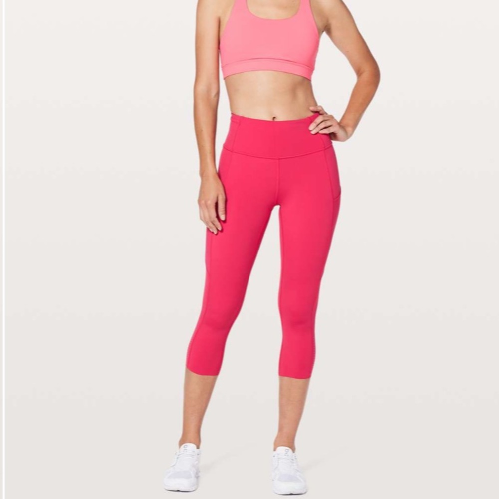 Lululemon Fast and Free II Hot Pink Crop 19 inch Legging